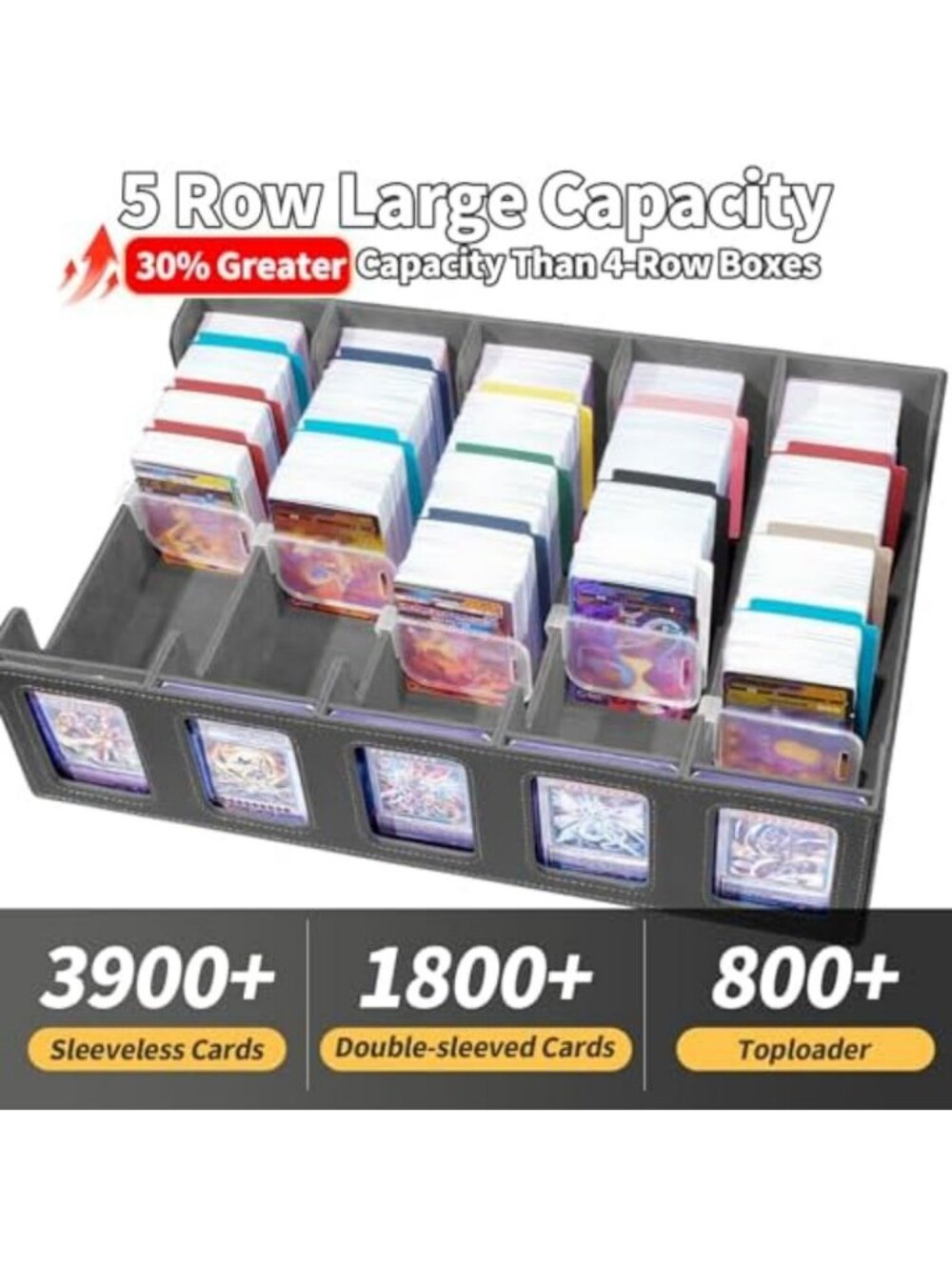 Large Trading Card Storage Box with 5 Rows & Commander Display for 3900+ Cards - Picture 3 of 7